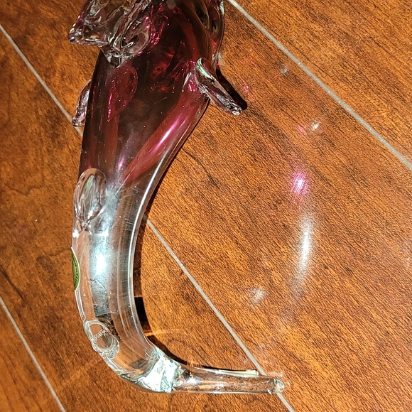 Rossi Glass Cranberry Glass Dolphin - Picture 3 of 8
